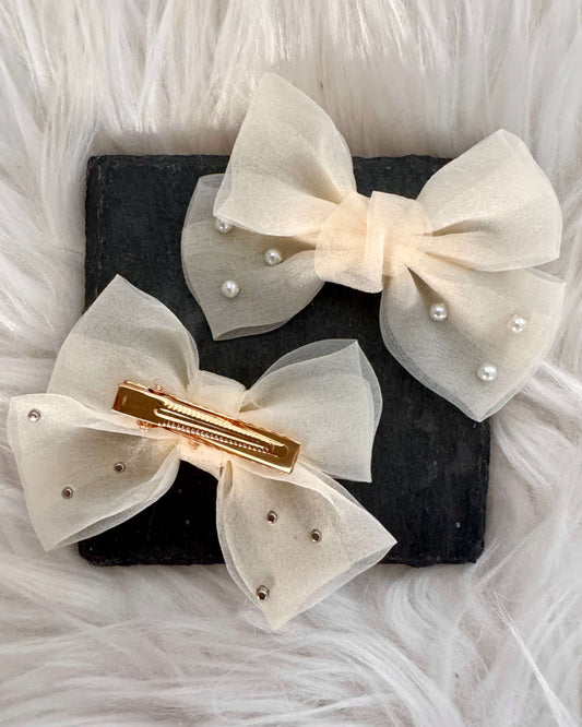 Jacinta Midi Hair Bows Beige
