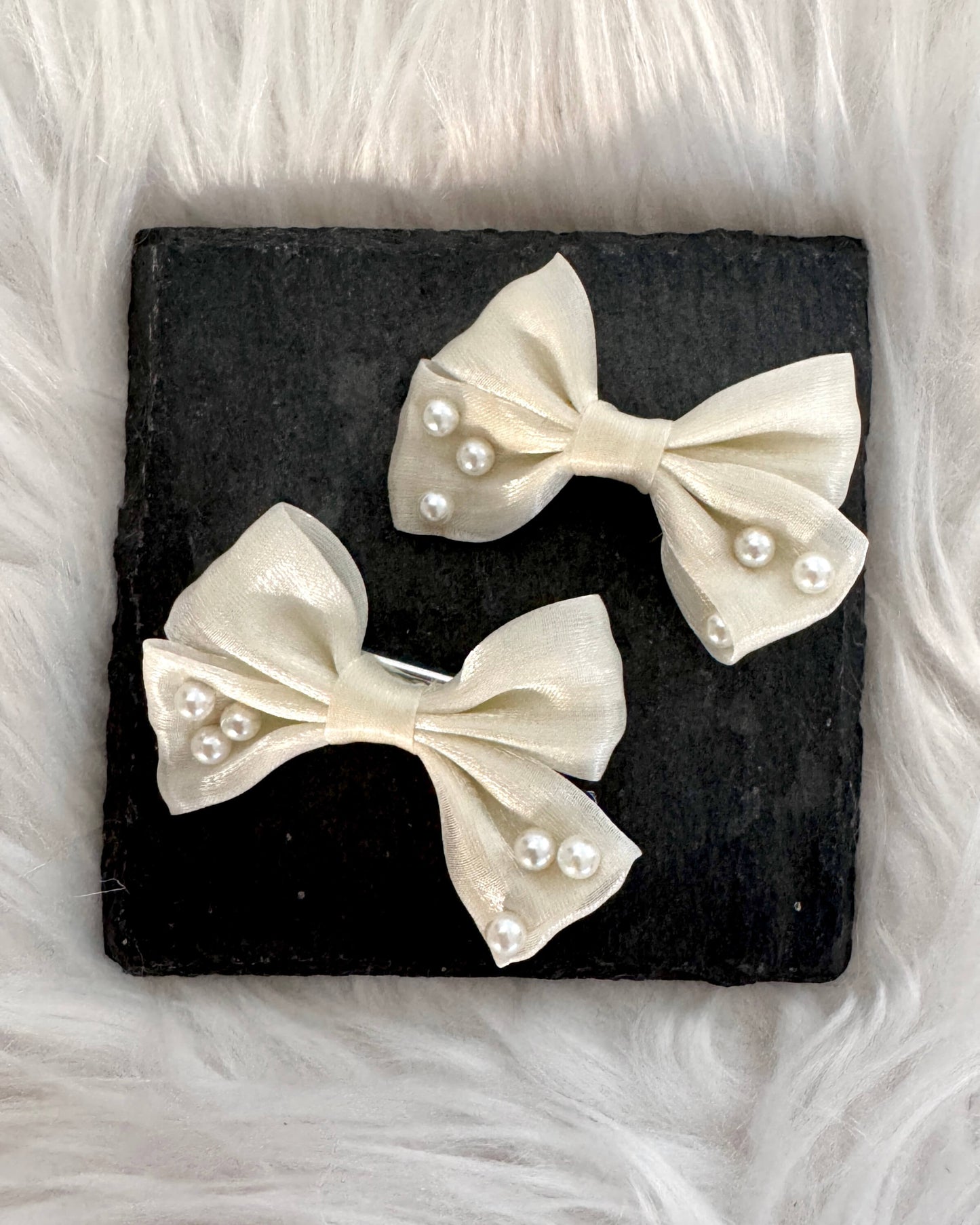 Tilly Mini Hair Bows Cream