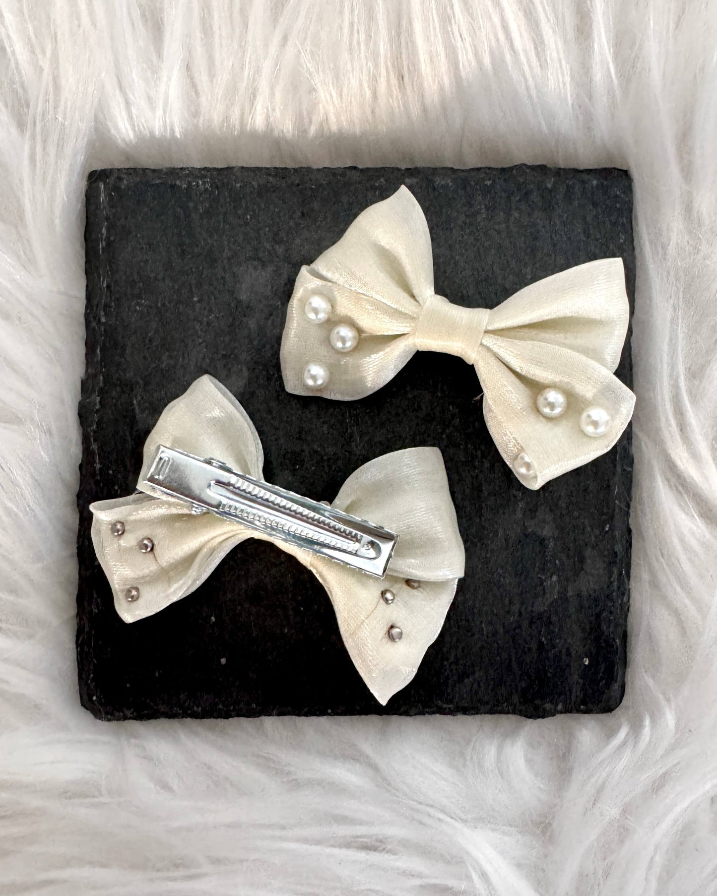 Tilly Mini Hair Bows Cream