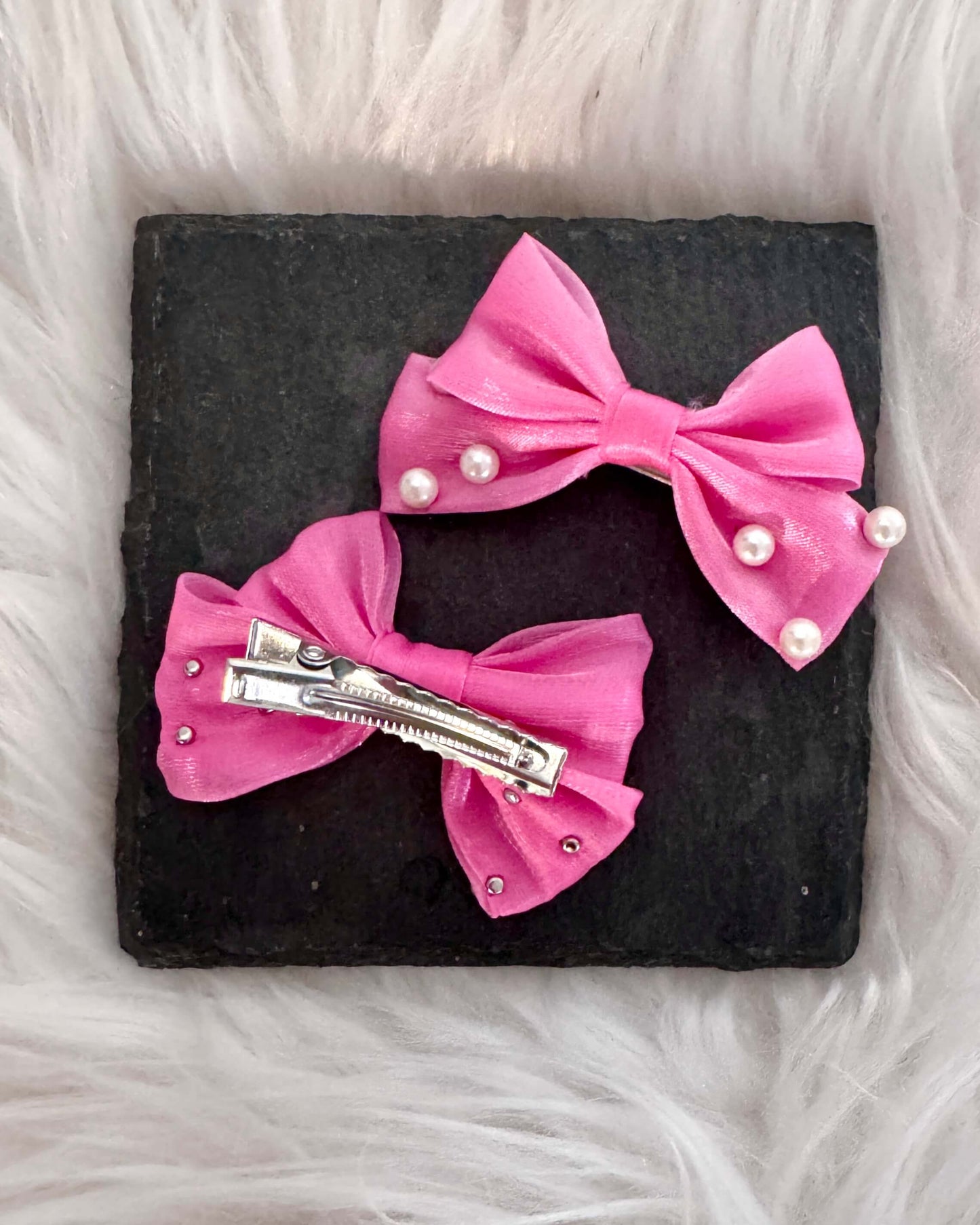Tilly Mini Hair Bows Bright Pink