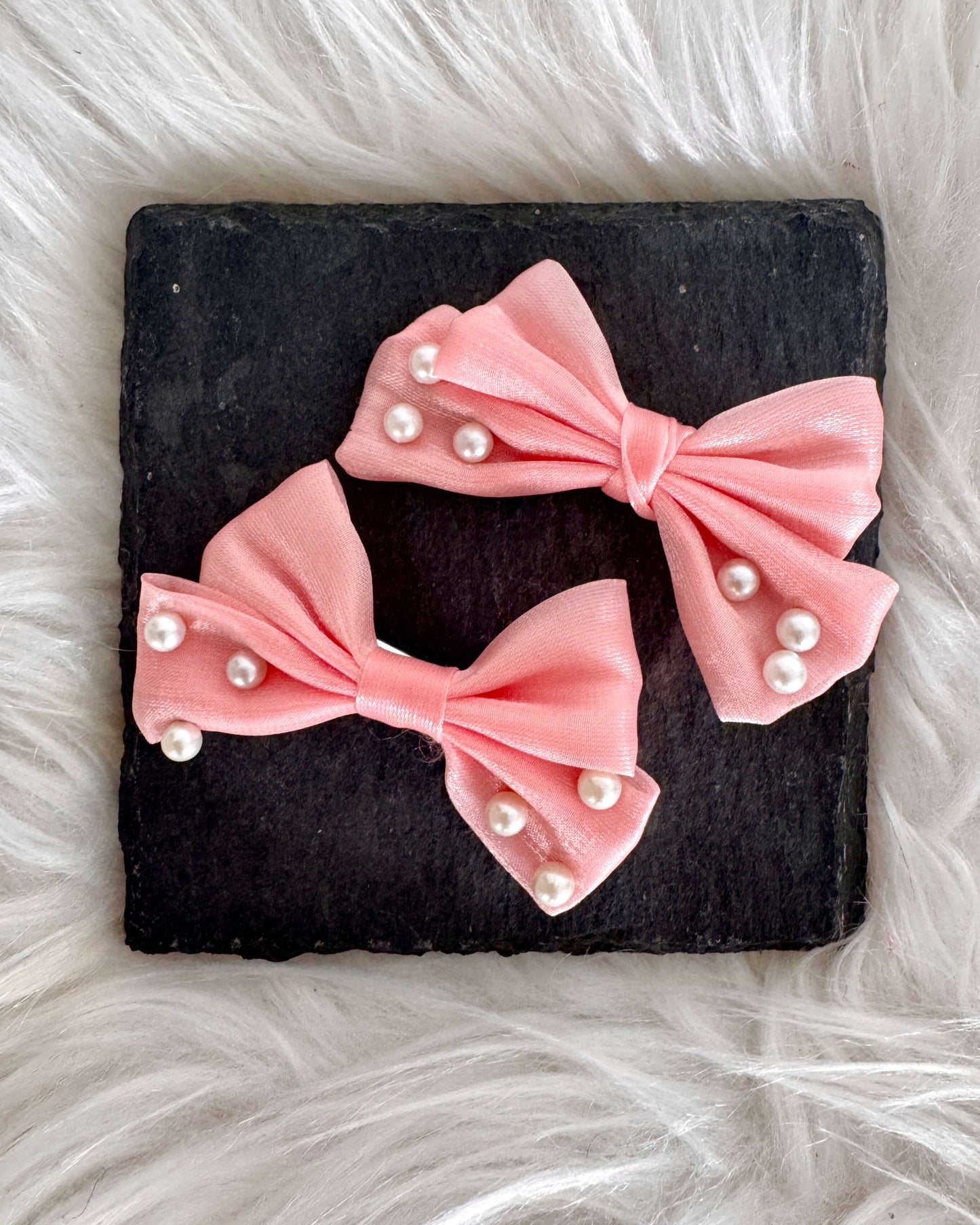 Tilly Mini Hair Bows Peachy Pink