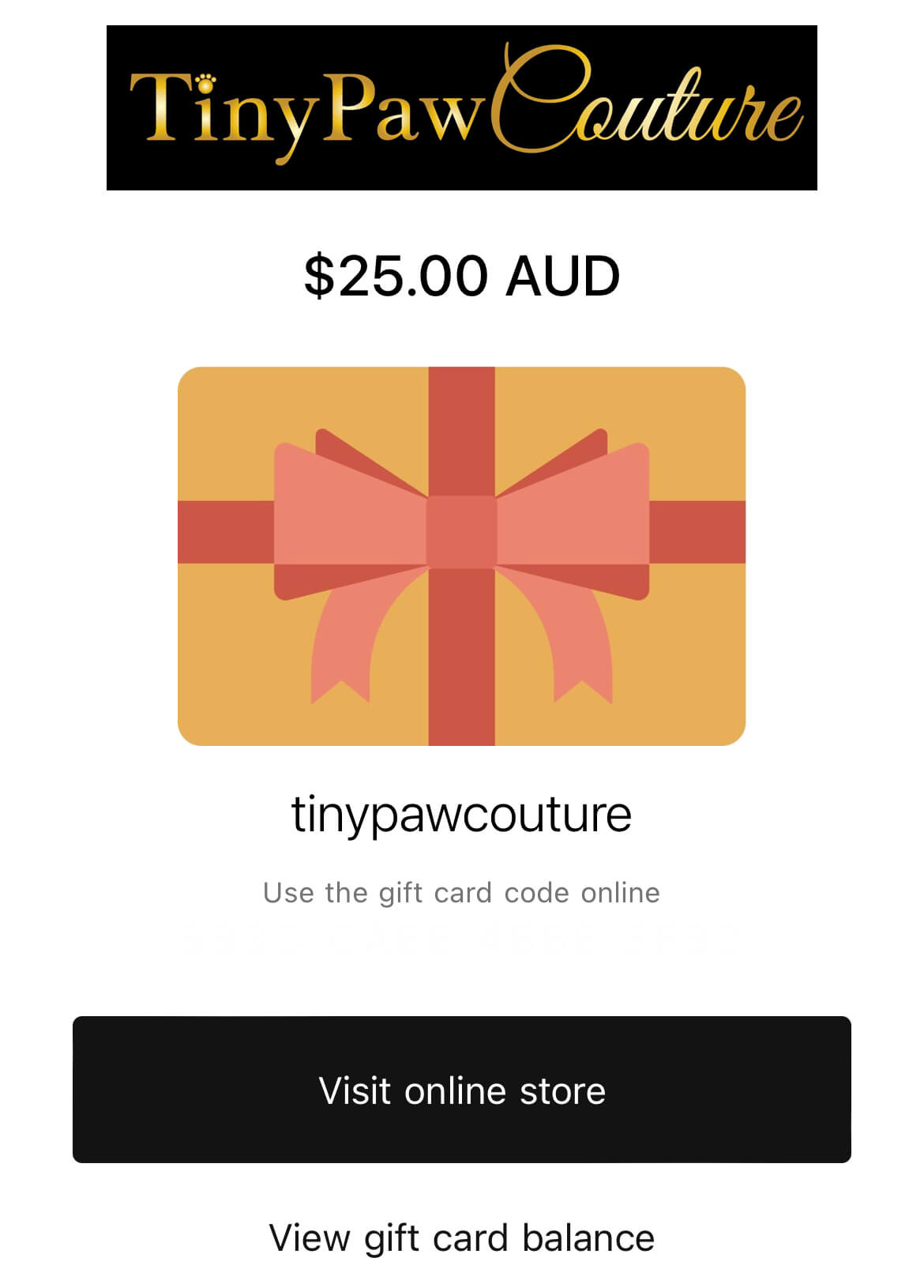 Tiny Paw Couture Gift Card