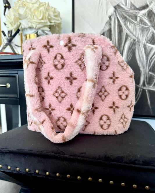 Luxe Designer Snuggle Tote Carry Bag - Pink