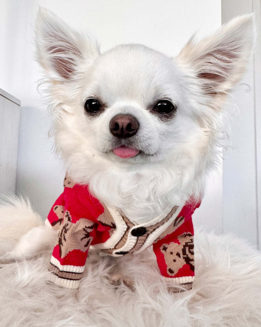 Teddy Luxe Cardigan Red