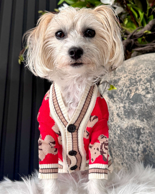 Teddy Luxe Cardigan Red