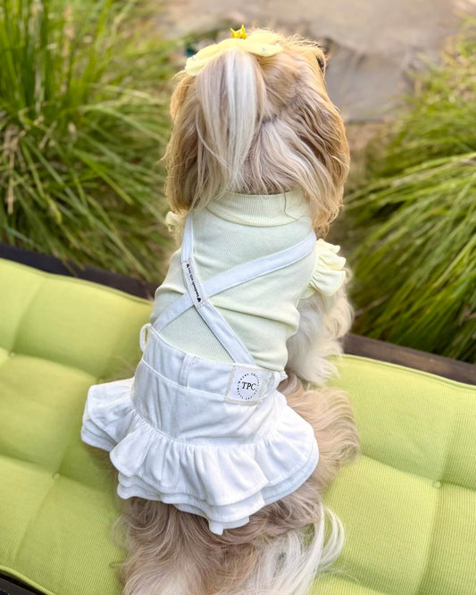 Tiny Paw Couture Signature Suspender Skirt - White Ruffle